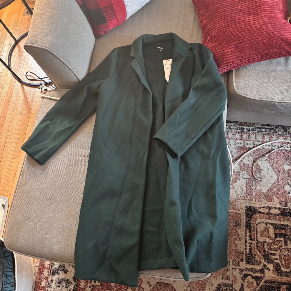 Zara Green Lapel Coat